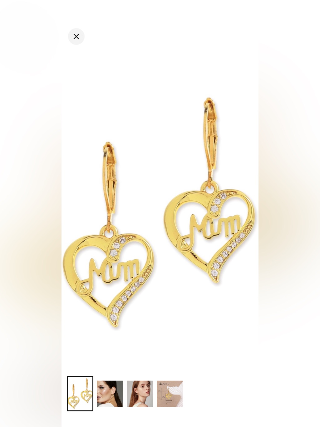 18k Gold 'Plated Mom' Heart Drop Earrings - Elegant Mother's Day Jewelry